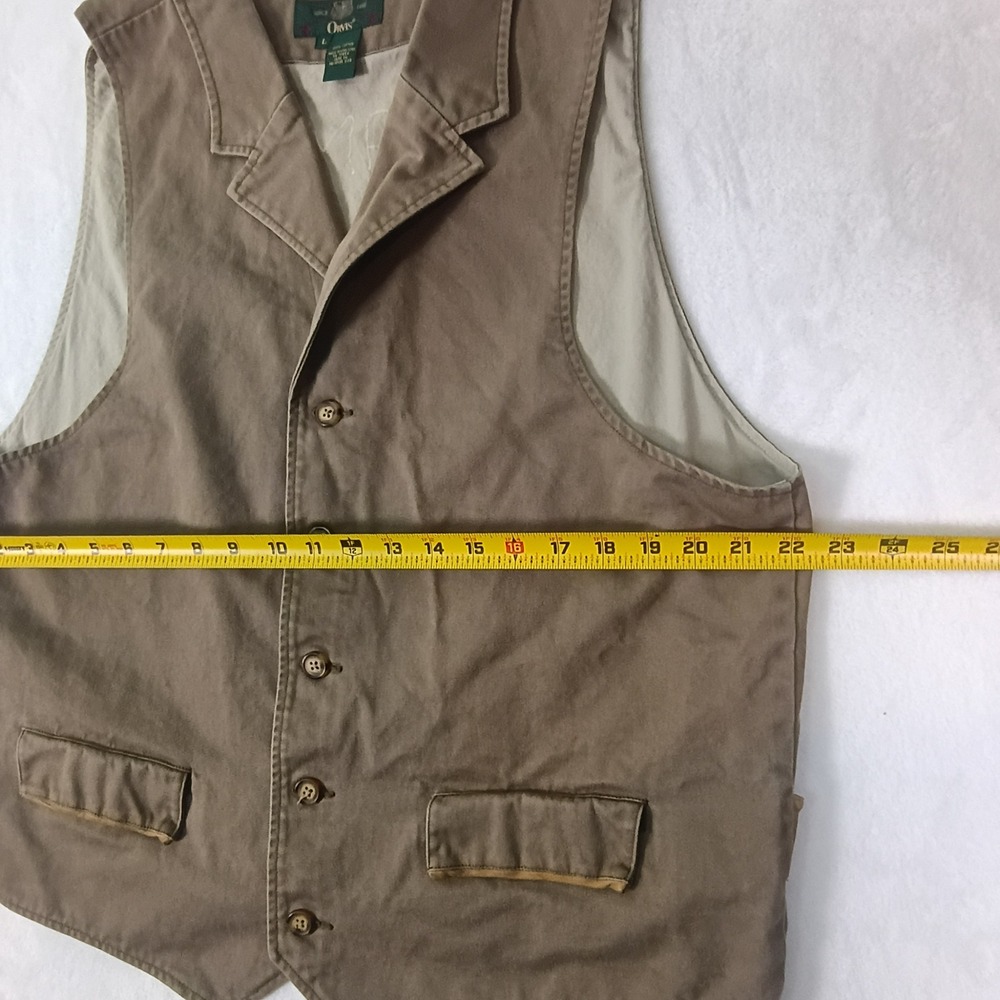 Orvis Mens Khaki Cotton Twill Button FrontWaistecoat Vest Size Large Tan - Picture 7 of 8